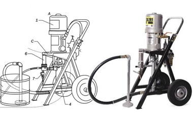 Чертежи безвоздушных окрасочных аппаратов с пневмоприводом