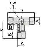 Переходники 1257/1 тройник T-MFM 1/8, 1257/2 тройник T-MFM 1/4, 1257/3 тройник T-MFM 3/8, 1257/4 тройник T-MFM 1/2 GAV 