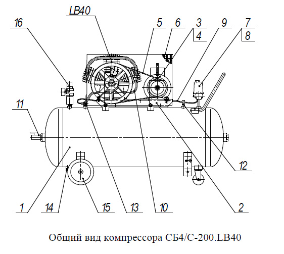 Общий вид компрессора СБ4/С-200.LB40